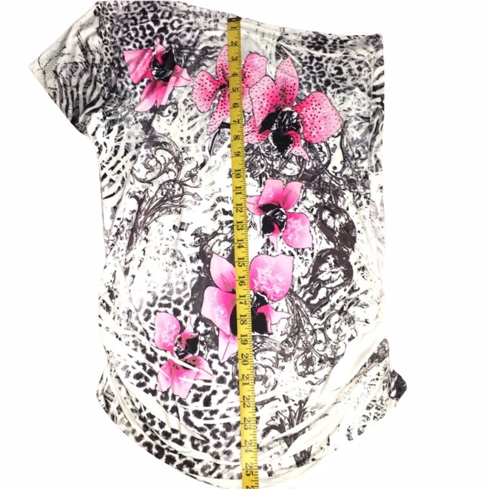 Pink Floral & Cheetah Print One Shoulder Dress Size XS - Picture 7 of 8